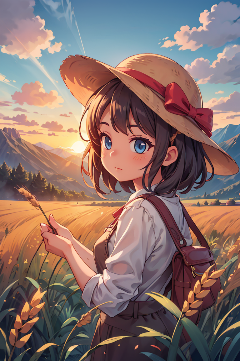385063-3590004778-masterpiece,best quality,landscape, 1girl, hat, wheat, farm, sunset, lens flare, mountain, clouds,_lyco_GoodHands-beta2_1.0_ _lo.png